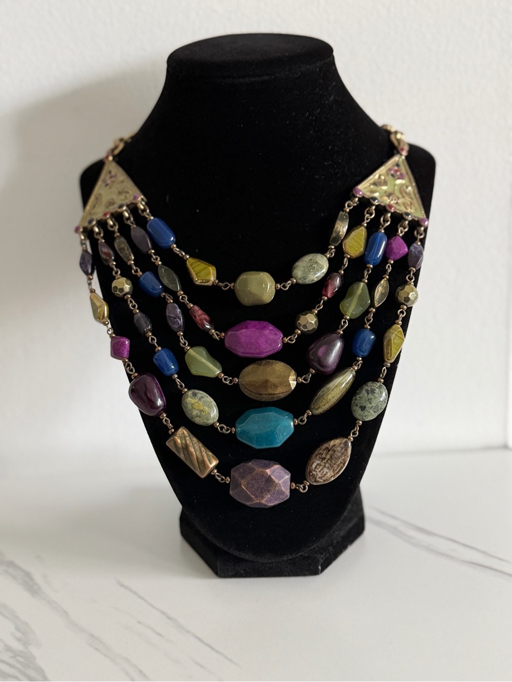 Chico's Multicolor Beaded Layered Statement Necklace
